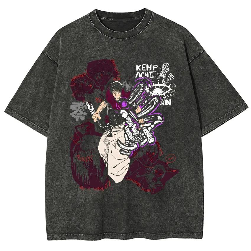 

Toji Fushiguro Graffiti T-shirt Jujutsu Kaisen Tee Vintage Washed Oversized Retro Anime Harajuku Streetwear Manga Mens Clothes M