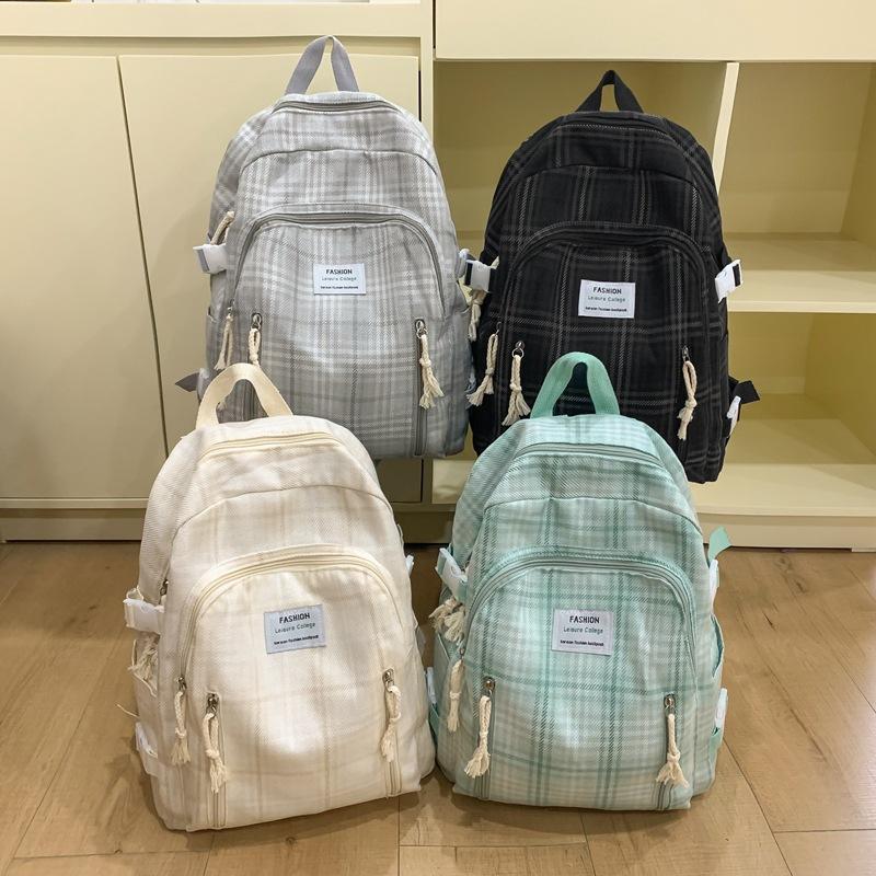 Japanese Leisure Art Mori Small Fresh Plaid Schoolbag Backpack Female Korean Version Junior High School Students Travel Backpack