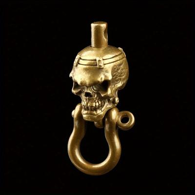 Mărgele de cuțit cu craniu din alamă punk, mărgele de frânghie umbrelă, mărgele de paracord cu craniu de epocă, pandantiv atârnat cu personalitate cu cataramă de potcoavă