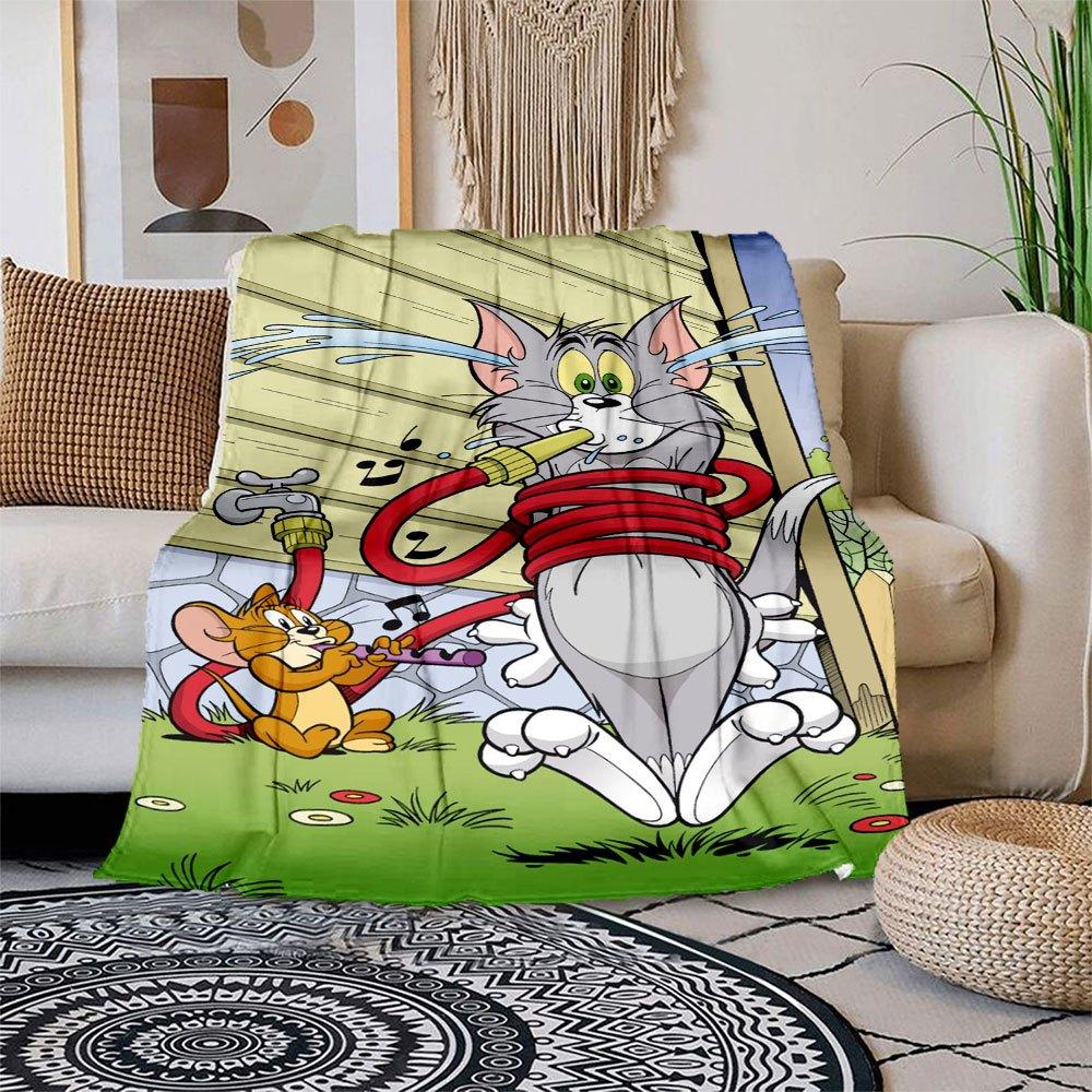 

Tom & Jerry Garden Hose Outdoor Decorative Watering CanBlanket Flannel Throw Blanket for Sofa, Bed, Travel, Camping, Office 100x150cm