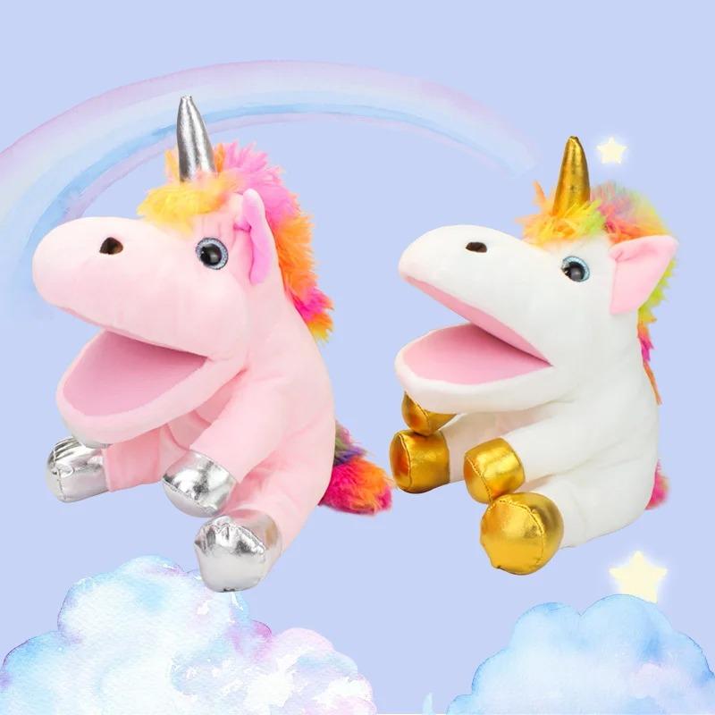 1/2 Stück Einhorn Handpuppe Plüschtier Stofftier Weiche Figur Kinder Pädagogisch Kindergarten Spielzeug Geschenk für Kinder Geburtstag