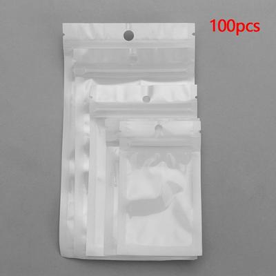 100pcs Plastic Poly Pack Packaging Bag Zipper Storage Hang Hole