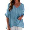 Women's V-Neck Pullover Button Down Short Sleeve Shirt Casual Top Lightweight Tops