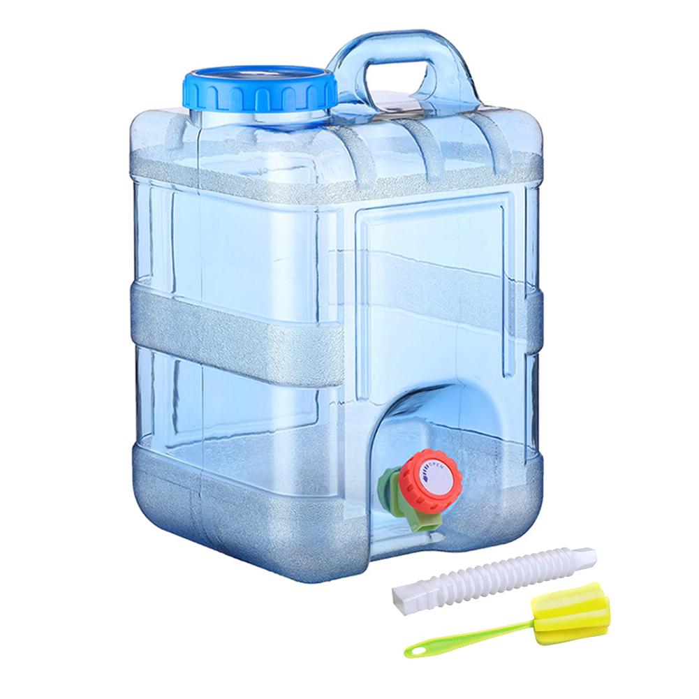 Portable Container with Faucet Kits Driving Water Tank Camping Equipment Water Storage Tank with Hose Cleaning Brush for Hiking