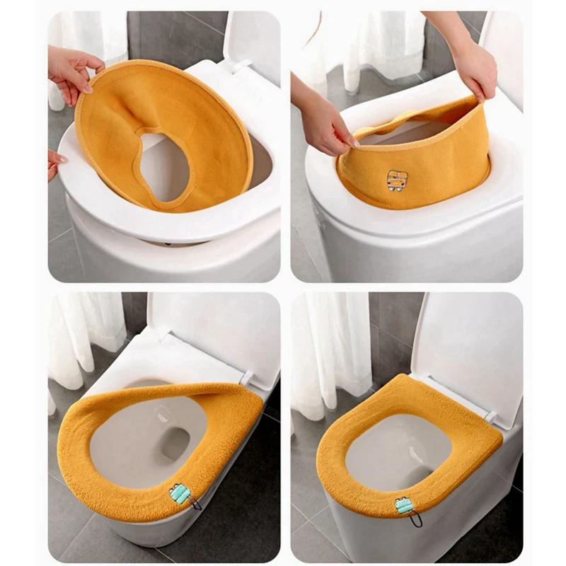 O Shape Universal Winter Toilet Seats Cover Closestool Mat Washable Bathroom Accessories Knitting Keep Warm Soft Toilet Seat