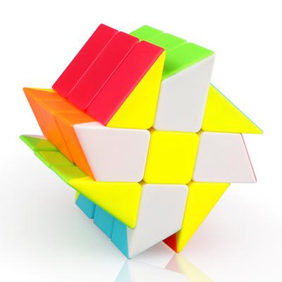 Qiyi 3x3 Windmill Cube Magic Puzzle Brain Teaser Brushed Sticker 56mm Educational Black Twisty Stickerless Toys for Kids