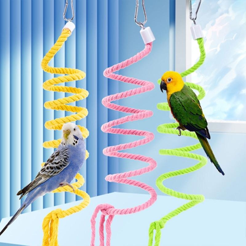 Lovebird Parrots Cage Spiral Bridge Swing Climbing Cotton Training Ladder Toy for Bird Pet Supplies