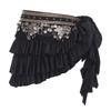 Falda de Cadera para Danza del Vientre para Mujer Cadena de Cintura Retro Lentejuelas en Niveles Volantes con Cordones Envoltura de Cadera para Danza de la India Rumba Danza Latina