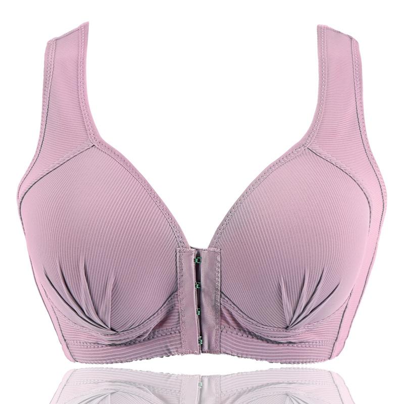 Breathable Plus Size Front Clasp Bra Wire Free Push Up Full Cup Wrapped Soft Bralette for Women