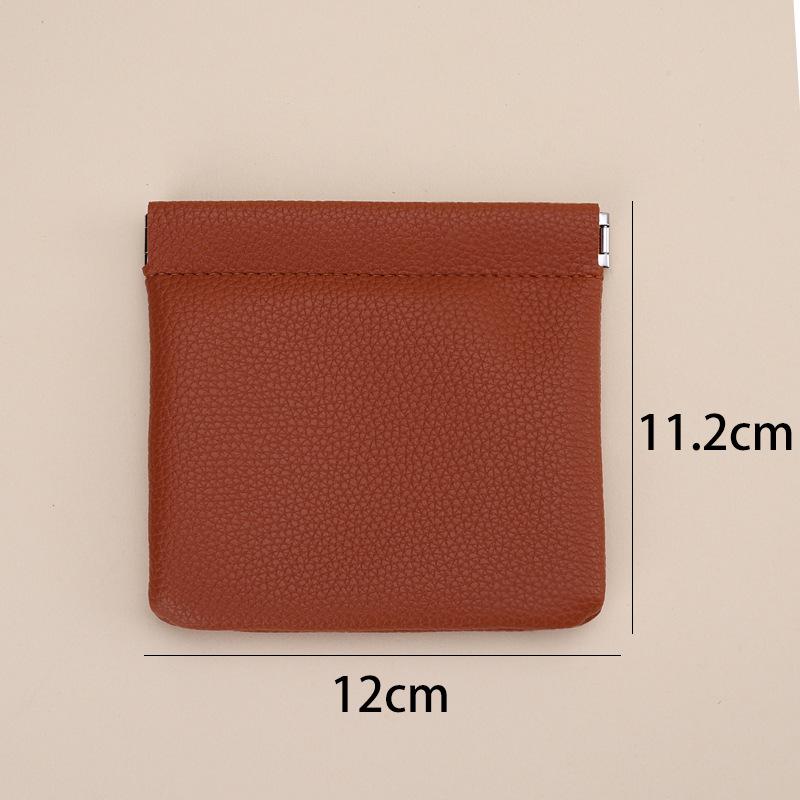 2025 Lychee Grain PU Coin Purse with Automatic Closure - Multipurpose Pouch for Cosmetics, Jewelry, Lipstick, and Accessories