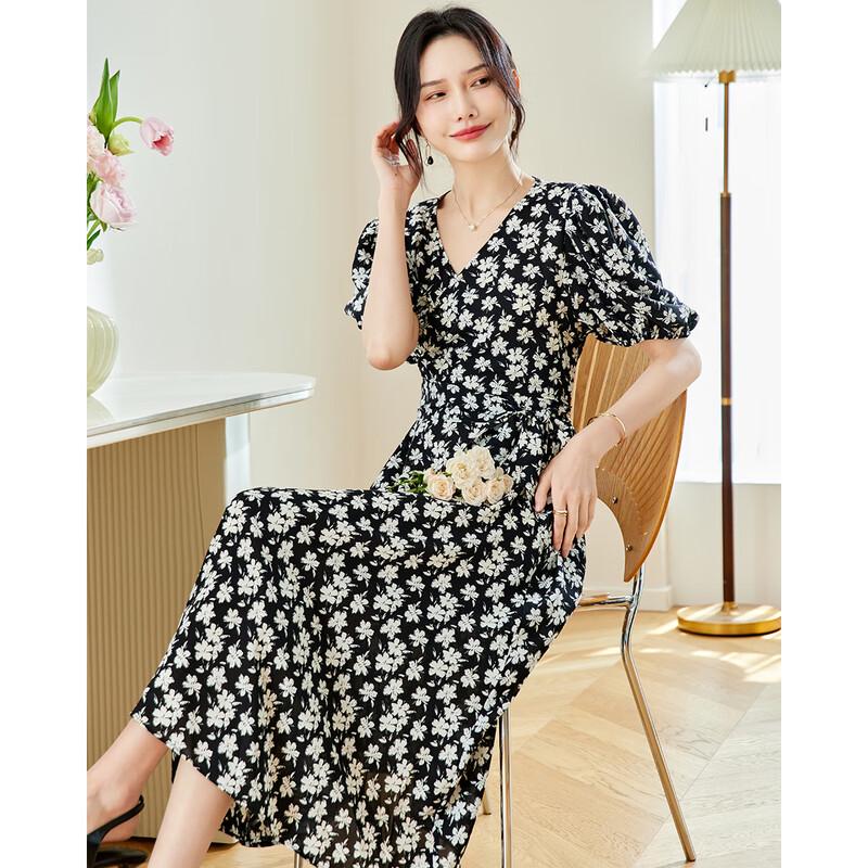 TERRE BLEUE Women's Casual Printed Midi Dress