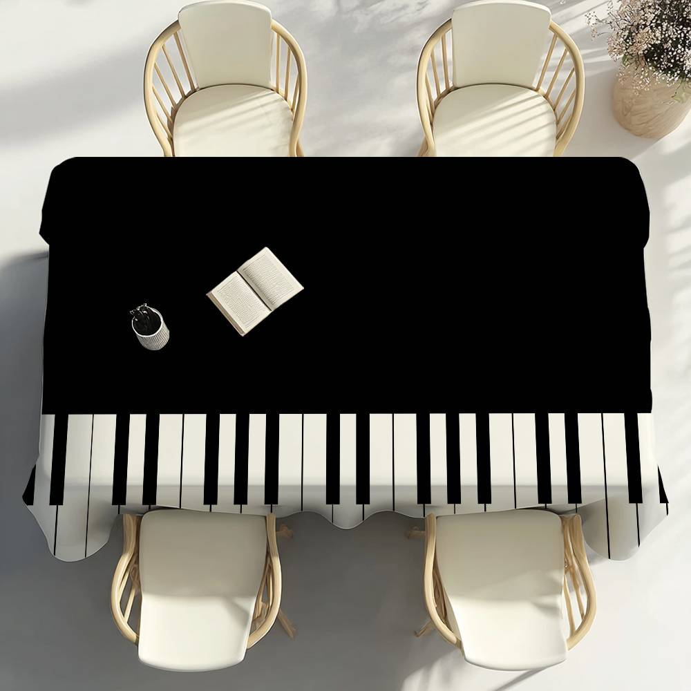 Muzieknoot Pianopatroon Tafelkleed Feestdecoratie Eetkamer Huis Keuken Terrassen Waterdicht Vlekbestendig Tafelkleed 120x140cm