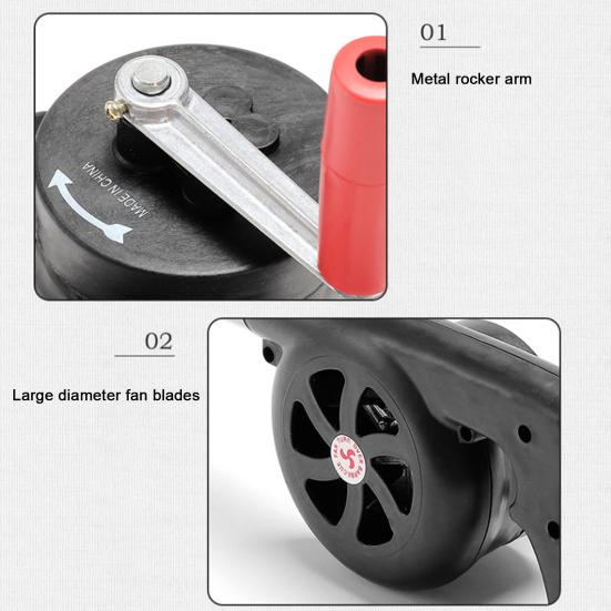 Camping Hand Blower Portable BBQ Fan for Outdoor Barbecue Strong Airflow Hand