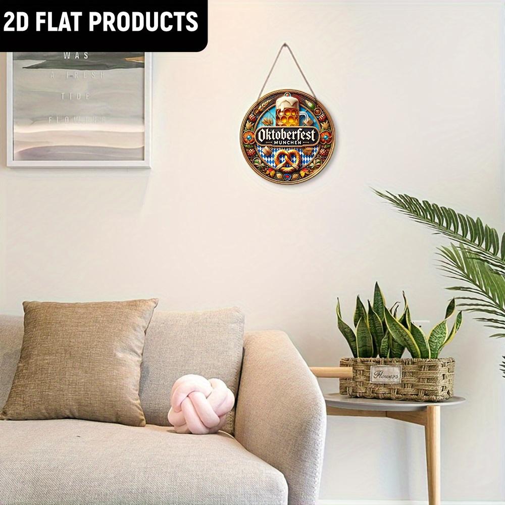 Wooden Oktoberfest-Inspired Ornament - Beer, Wheat & Leaves Designfor Door, Wall, Home, Room, Farmhouse, Street, Shop, Garage, Bar, Garden, and Coffee