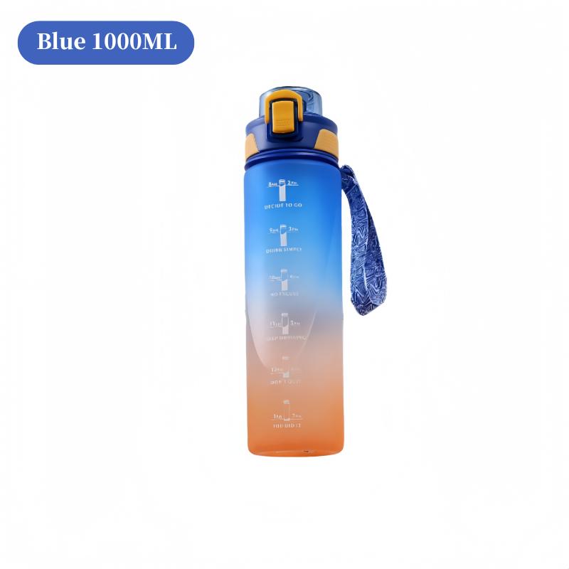 

1Liter Large Capacity Sports Water Bottle Gradient Color Drinking Bottles With Scale Outdoor Camping Cycling Hiking Gym Jugs