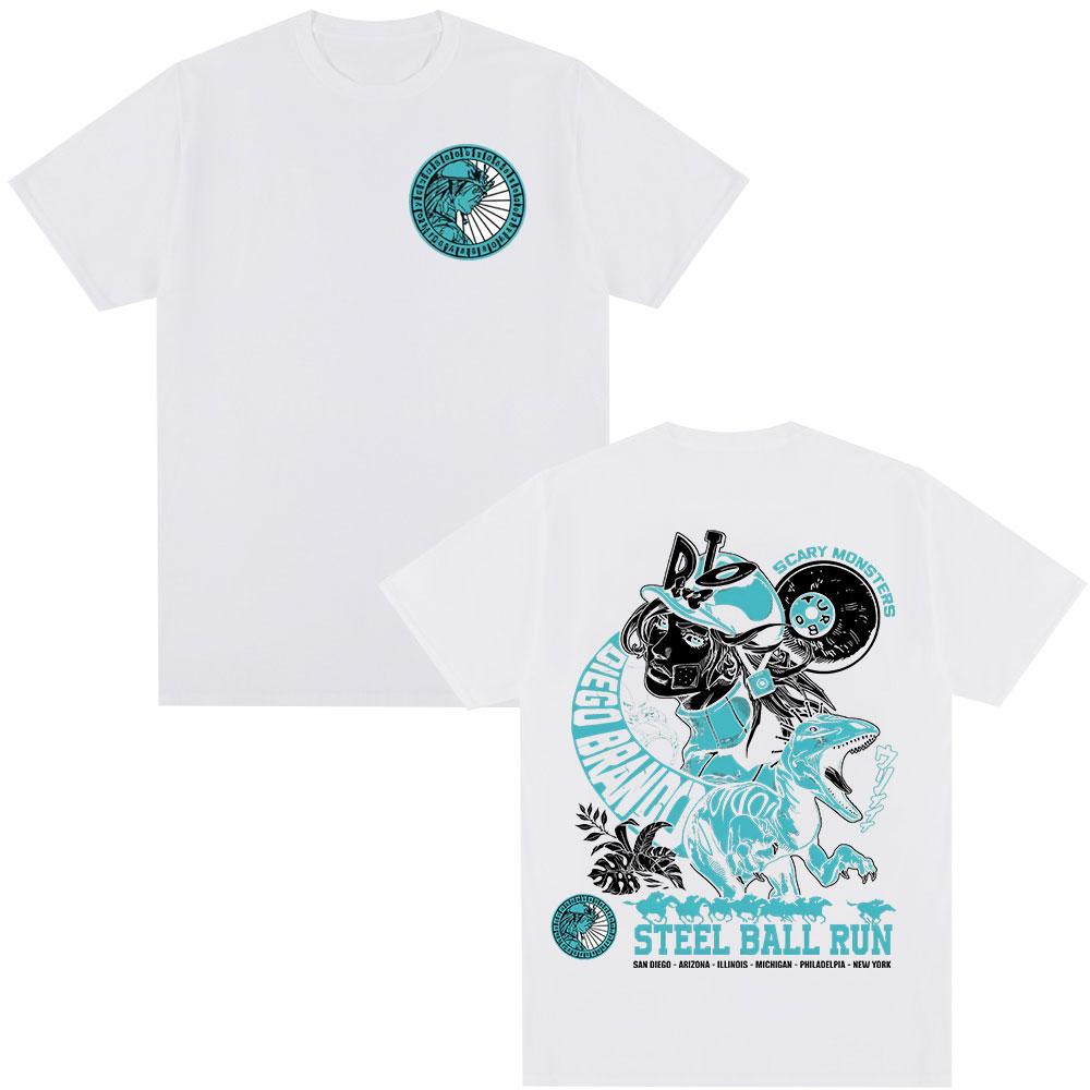 Anime Jojo Bizarre Adventure Tshirt STEEL BALL RUN Diego Brando Manga Graphic Tshirts Men Women Cotton Casual Oversized Tshirt