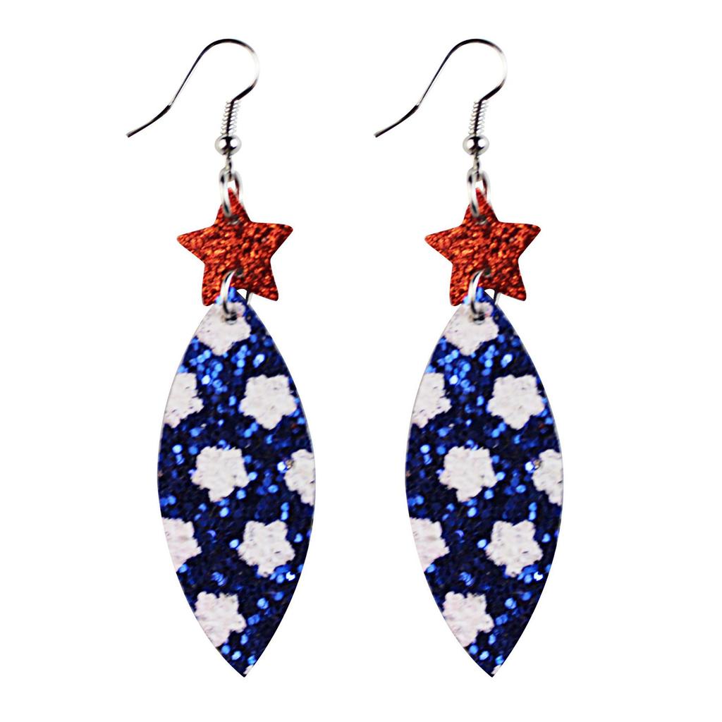 American Flag Star Stripe Elements Independence Day Leather Earrings Election Theme Diy