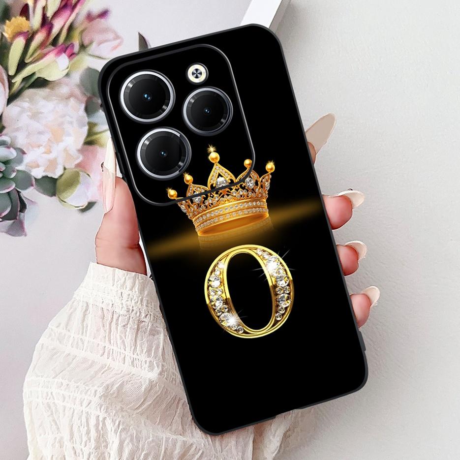 Pro pouzdro Infinix Hot 40 Pro X6837 Luxusní kryt s písmeny a korunkou Měkké silikonové pouzdro na telefon Pro Infinix Hot 40i Hot40 Pro Hot40i
