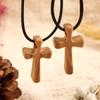 Wooden Cross Pendant Hand-carved Neckchain for Prayer Funny Cross Necklaces  Church