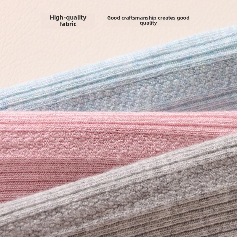 5 Pairs Women's Autumn and Winter Ribbed Soft Mulberry Silk Women's Fresh Double Stitch Hand Stitched Women's Mid-tube Socks