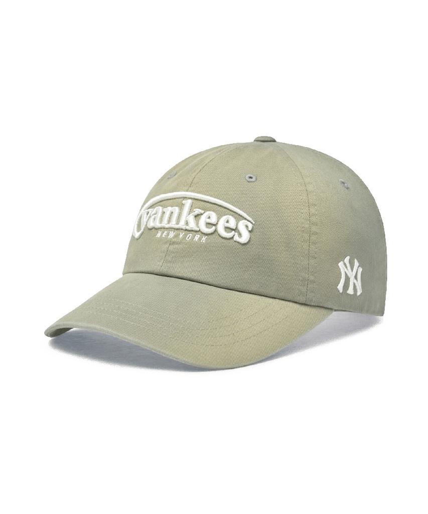 Emelbi Vintage Washed Curve Logo Unstructured Ball Cap Ny (Mg.Khaki)