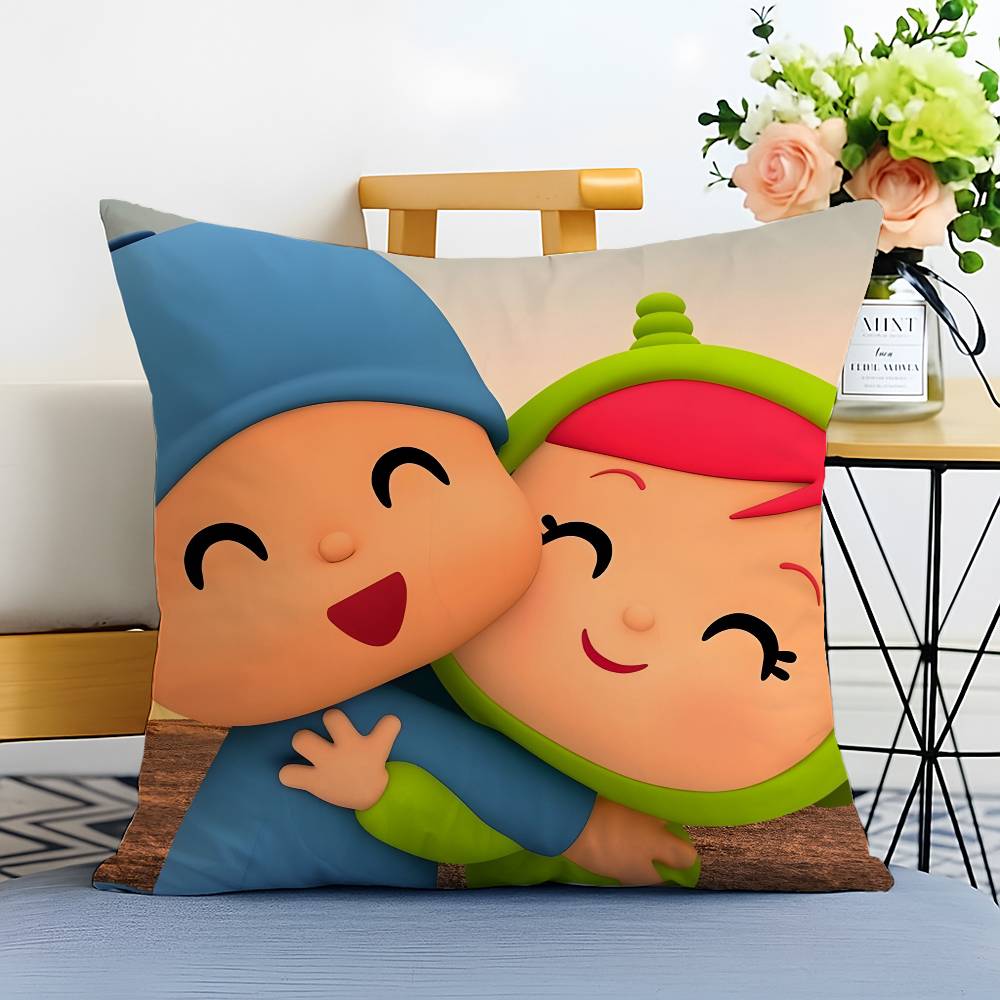 Față de pernă drăguță P-Pocoyo-MT Desen animat Imprimată Fleece pieptănată Pernă Atingere piele de bebeluș Vopsea eco-friendly Sublimată