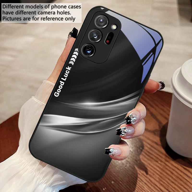 Glücklicher Farbverlauf Wellenmuster Für Samsung Galaxy Note 8 9 10 PRO 20 Ultra A01 02 03 Core 04E 4G 12 13 5G Gehärtetes Glas Handyhülle