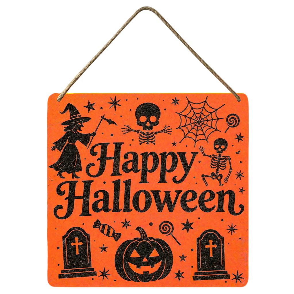 Wooden Halloween Sign Wall Hanging Decor Printed Design Seasonal Home Decoration
