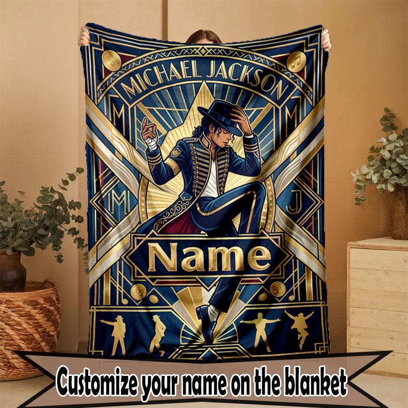 Custom Name Personalized Michael Jackson Print Blanket, Home Decor, Bedroom, Sofa, Camping, Couch, Gifts for Birthday Christmas