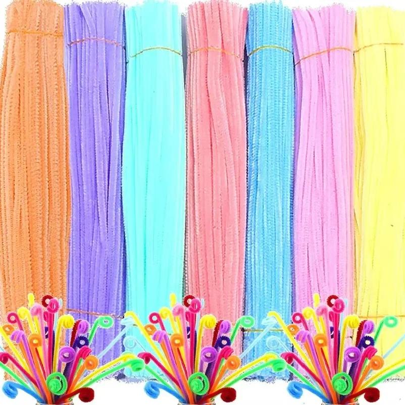 Colorful Chenille Stems Pipe Twist Stick Hair Strip DIY Craft Educational Toys Cleaners Plush Tinsel Xmas Party Gifts