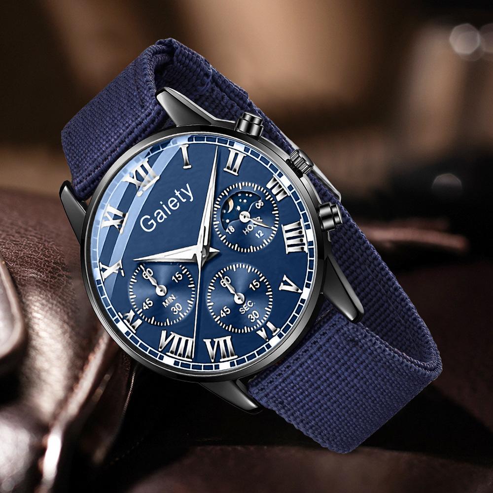 Men's Watch Casual Business Glass Quartz Watch Three-eye Calendar Fully Automatic Movement Watch Watch Large Dial Luminous