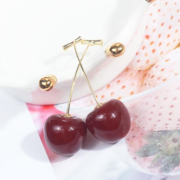 Japanese Korean Cute Cherry Fruit Earrings Studs & Dangles