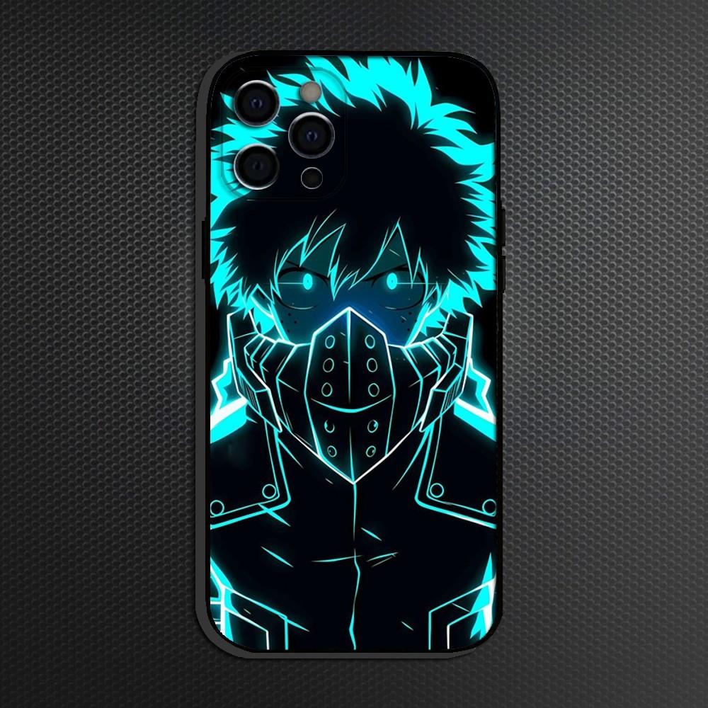 My Hero Lzuku Deku Phone Case For iPhone 16,15,14,13,12,11 Plus,Pro Max, Soft Silicone Black Cover