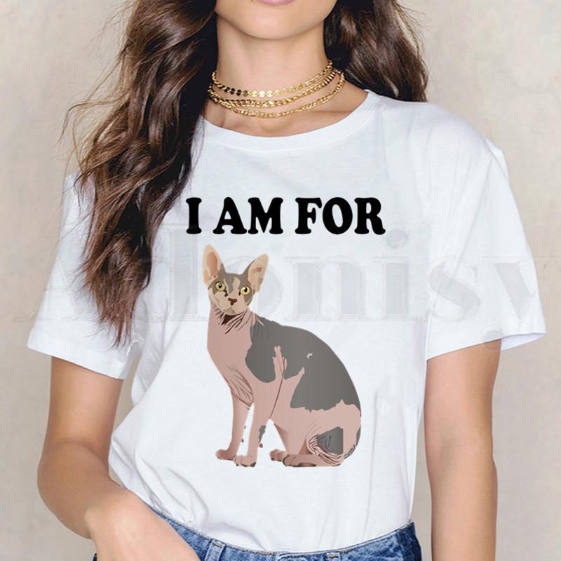Sphynx Gatos Tshirts Impresso Gato Dos Desenhos Animados T Camisas Engraado De Unisexga Curta Feminino Topos T Harajuku Roupas Femininas Vintage