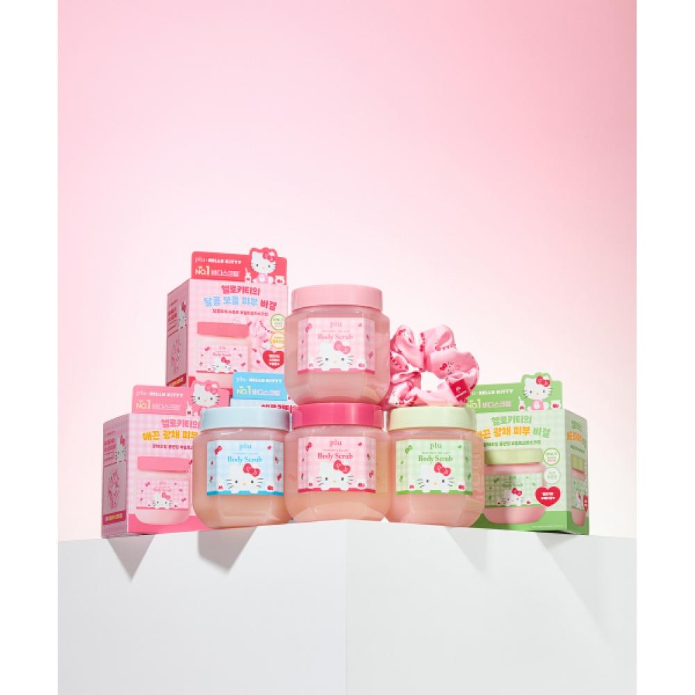 Plu Sanrio Hello Kitty Perfumed Sugar   Sea Salt Body Scrub 510g 600g  Some Optional Scrunches Included Sugar Melrose 510g + Kitty Scrunch