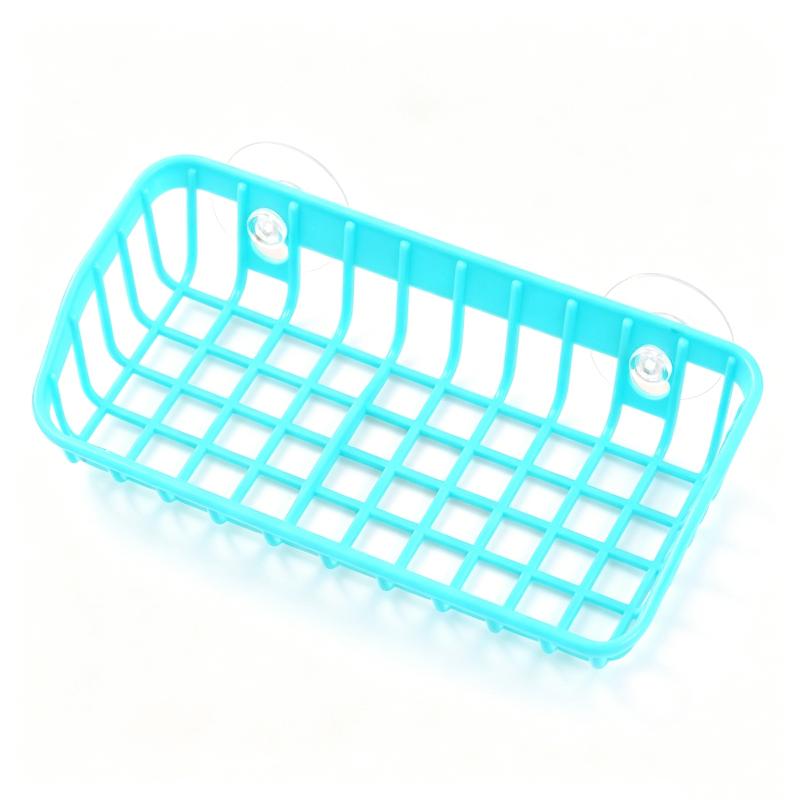 Multifunctional Double Suction Cup Kitchen Sink Drain Basket Hollow Plastic Sponge Soap Dish Storage Rack for Home
