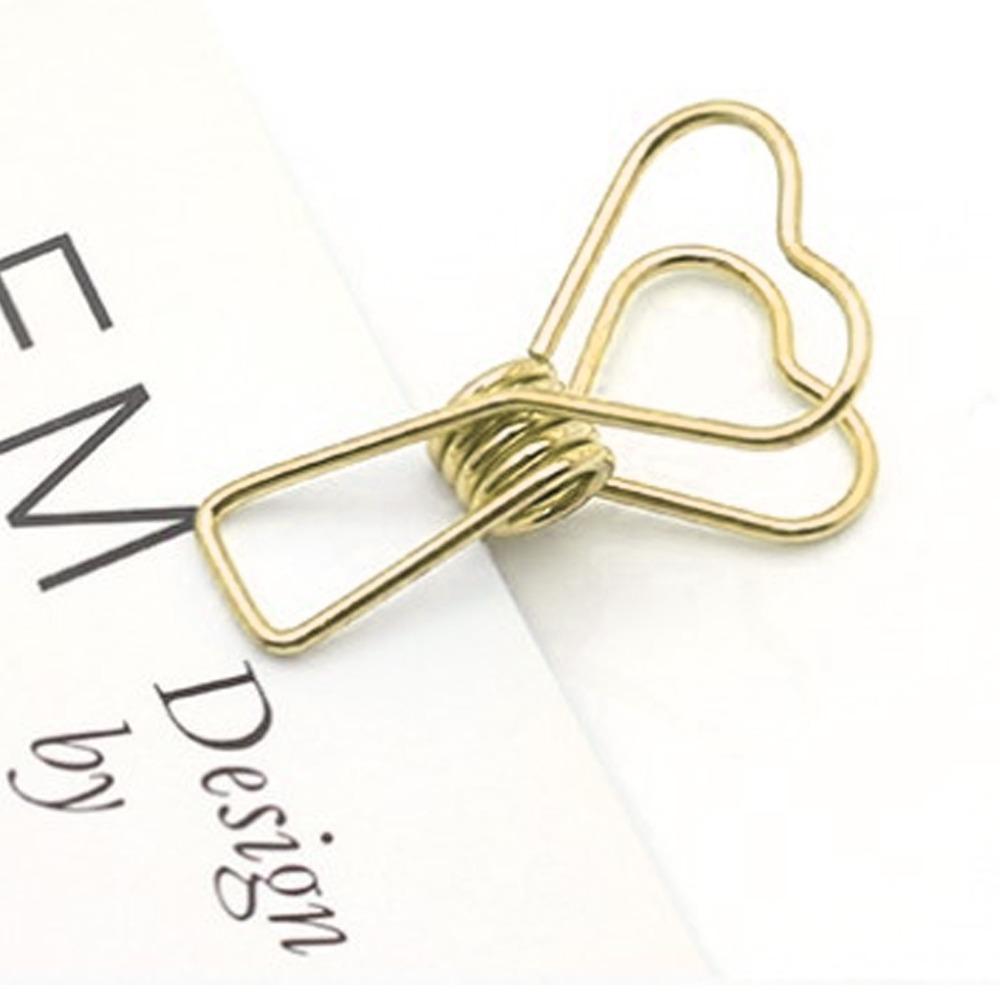100 Stück Gold / Silber Büroklammern Herzform Eisen Kleine Büroklammern Mini Stilvolles Aussehen Büroklammern Tickets Klammern