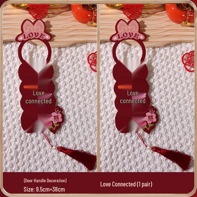 Wedding Door Handle Pendant: Bridal Xi Character Ornament for Groom s Bedroom and Bride s New Room Decoration