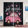 2pcs   2D FLAT PRINTING Curtains (Without Rod) Pink Wedding Ride Pattern Modern Curtains Prints Light Filtering Curtains All