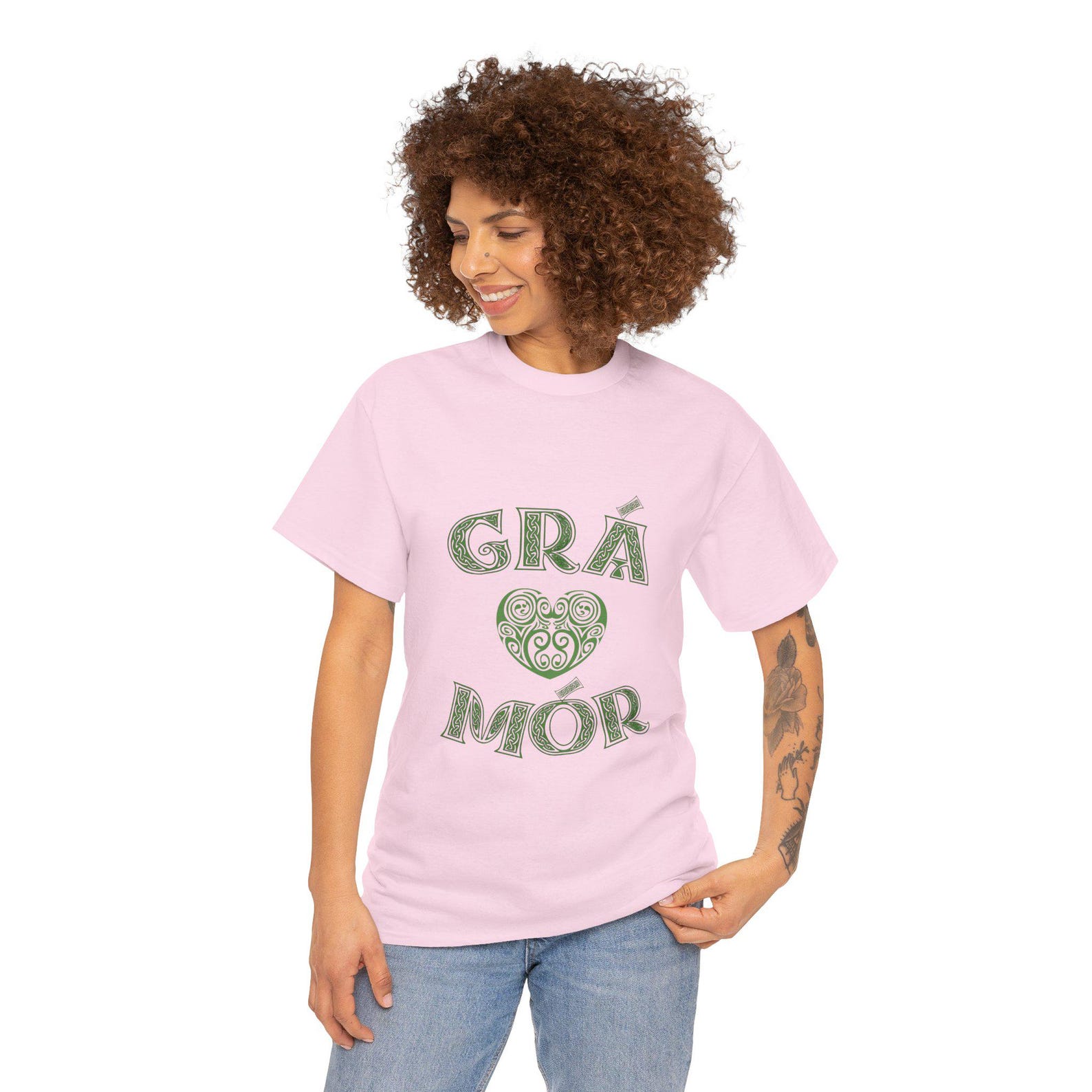 Grá Mór heart Celtic design T-Shirt | Irish Gaelic love tee 4XL