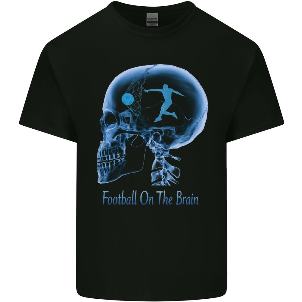

Football on the Brain Funny Footy Player Mens Light Cotton T-Shirt Unisex T-Shirt L