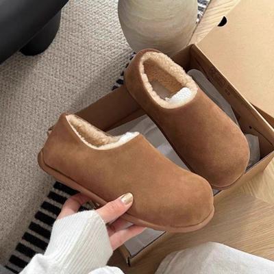 Wear All-inclusive Women's Autumn and Winter Snow New Velvet Warm One-pedal Boken Wool Cotton Shoes