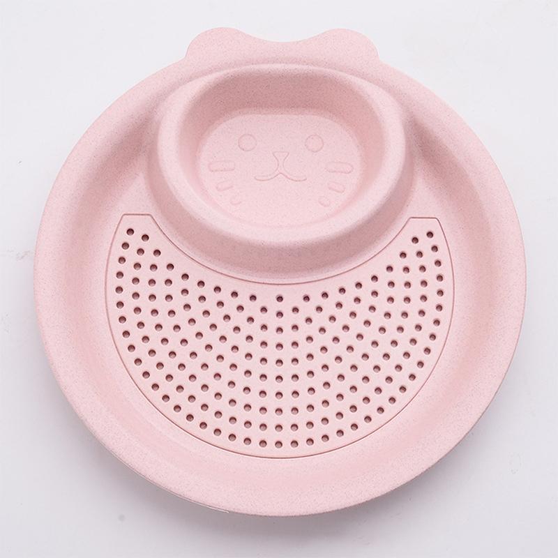 

Мультяшная двухслойная тарелка для пельменей с емкостью для уксуса, многофункциональный поднос для пельменей, фруктов, картофеля фри, может сливать воду розовый