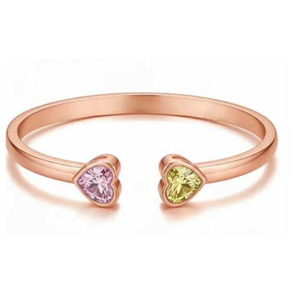 

Fashion Stainless Steel Open Bracelet Heart Shape Crystal Gold Plated Bangle Bracelet Two Color Wrist Jewelry Women Girls рожевий колір золота