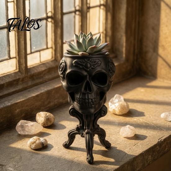 Gothic Skull Pot Mini Planter Pot, 3D Printed Creepy Flowerpot, Flowerpot Succulents Plants Container, Desk Decoration for Halloween Party Flower Pots