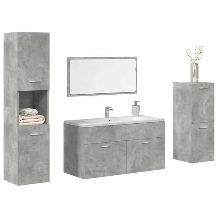 VidaXL Bathroom Furniture Set 4 Pcs Concrete Grey, Bathroom Cabinet, Bathroom Cupboard, Furniture 3324866