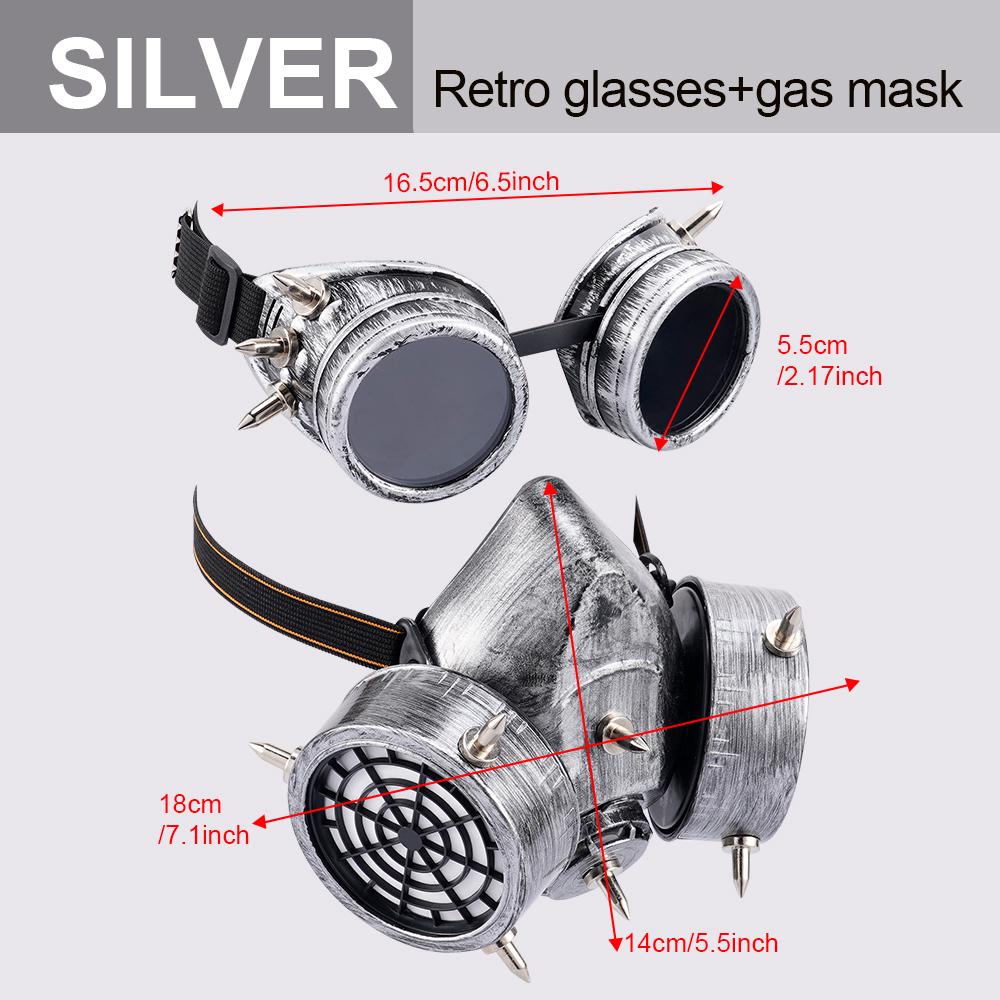 

Очки Пасхальная Маска Хэллоуин Стимпанк Мода Ретро Заклепки Газ Косплей Реквизит Карнавальная Вечеринка Респиратор Готические Маски Анти-Туман серебряный