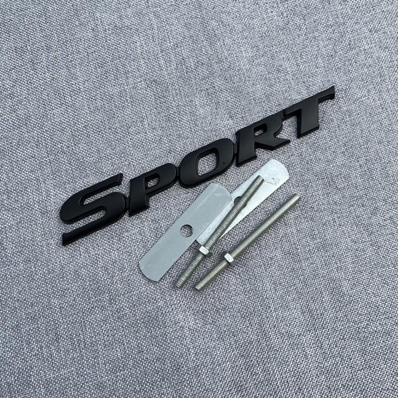 3D Metal Black Logo Sport Emblem Letters Sticker Car Front Grill Badge Trunk Decal For Sport Sticker Accessories