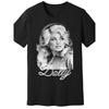 Koszulka z grafiką Dolly Parton - Unisex, casualowa, z krótkim rękawem, z portretem i tekstem w stylu autografu, prać w pralce, czarna koszulka dla