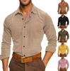 Men Corduroy Long Sleeve Shirt with Button Down Front and Dual Chest Pockets Casual Fit Classic Collar Design